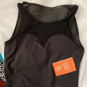 Kortni Jeane NWT black mesh sweetheart top